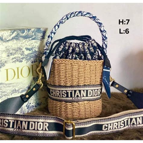 dior d-bubble bucket bag|Dior wicker basket bag.